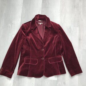 SANTORELLI VELVET BLAZER JACKET BURGUNDY TWO BUTTON 10